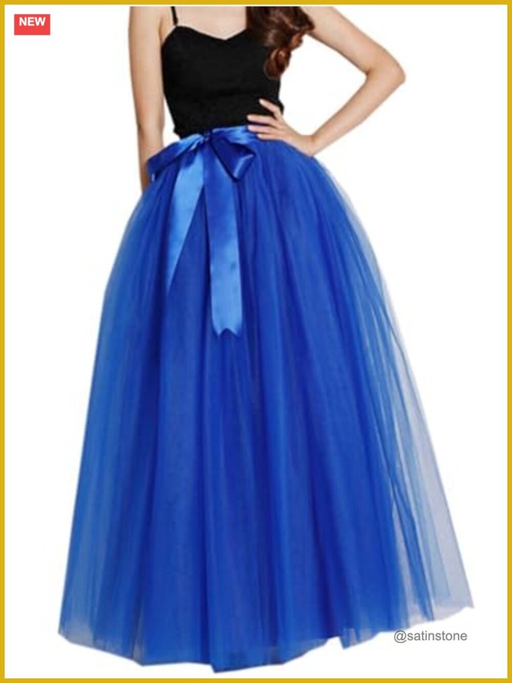 Women's Long Tutu Tulle Skirt 5 Layer Full Party Evening High Rise